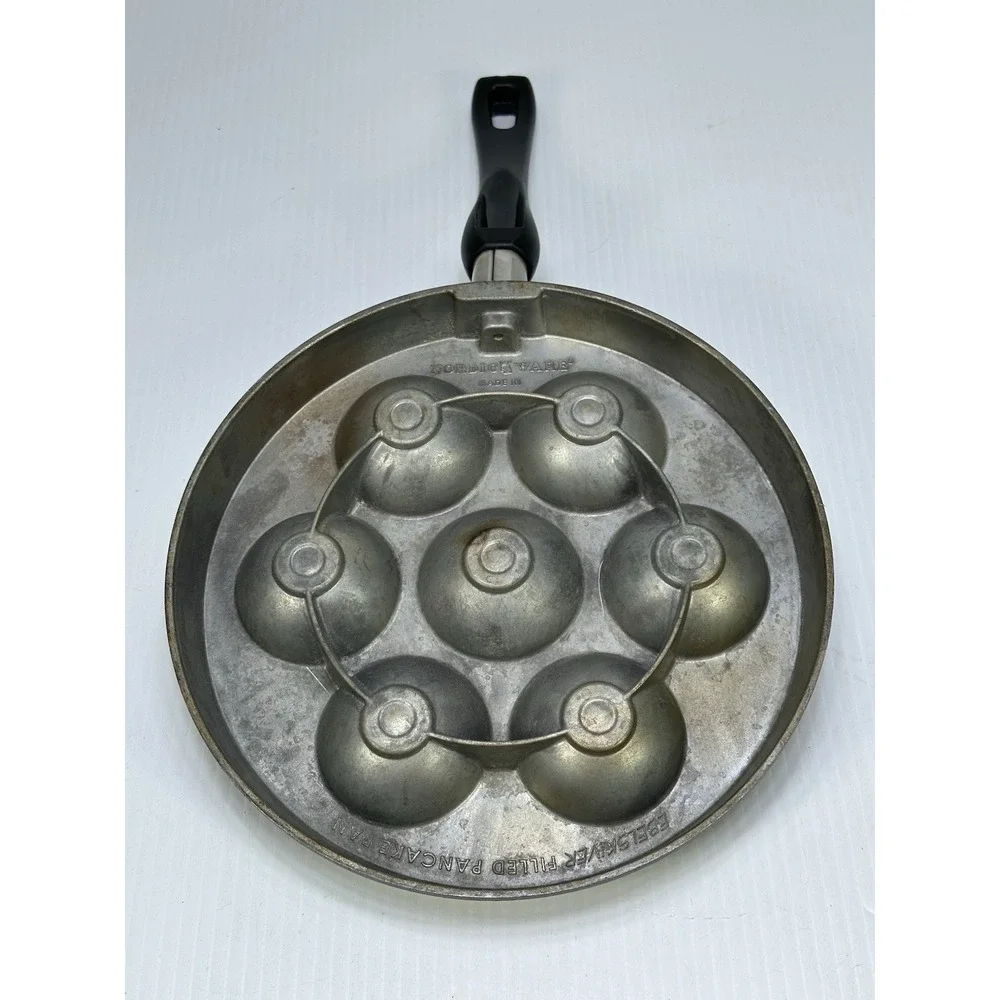 2 NORDIC WARE Ebelskiver Filled‎ Pancake Pan 7 Cavities Spherical